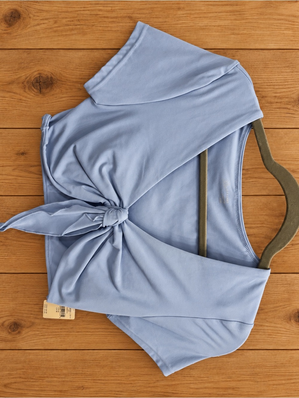 aerie Light Blue Front-Tie Crop Top